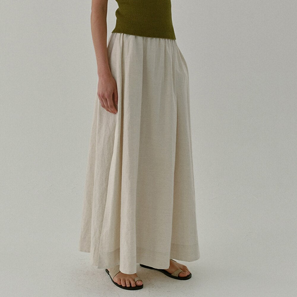 Classic Cotton Linen Blend Skirt - Retrorobe