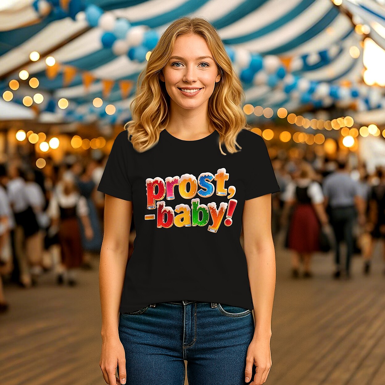 Damen Oktoberfest Prost Baby Grafik T-Shirt