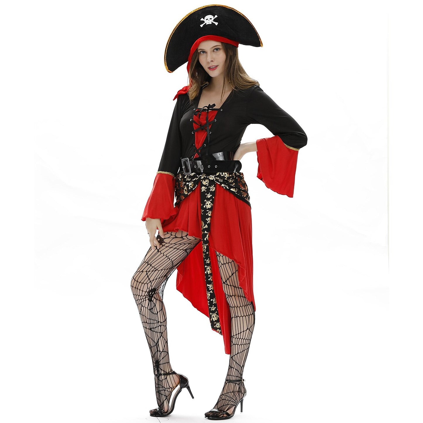 Gothic Piratenkapitän Outfit mit Hut und Gürtel