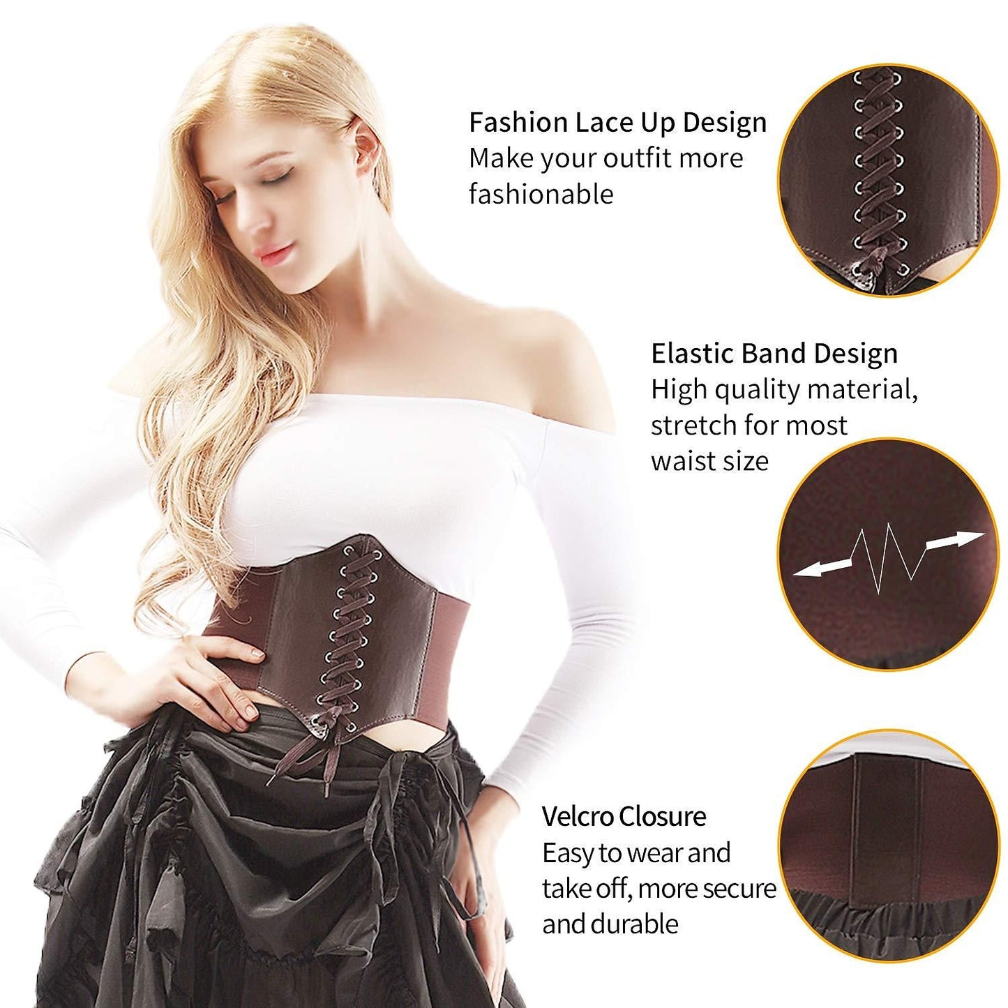 Retro Corset Underbust Lace-up Bustier