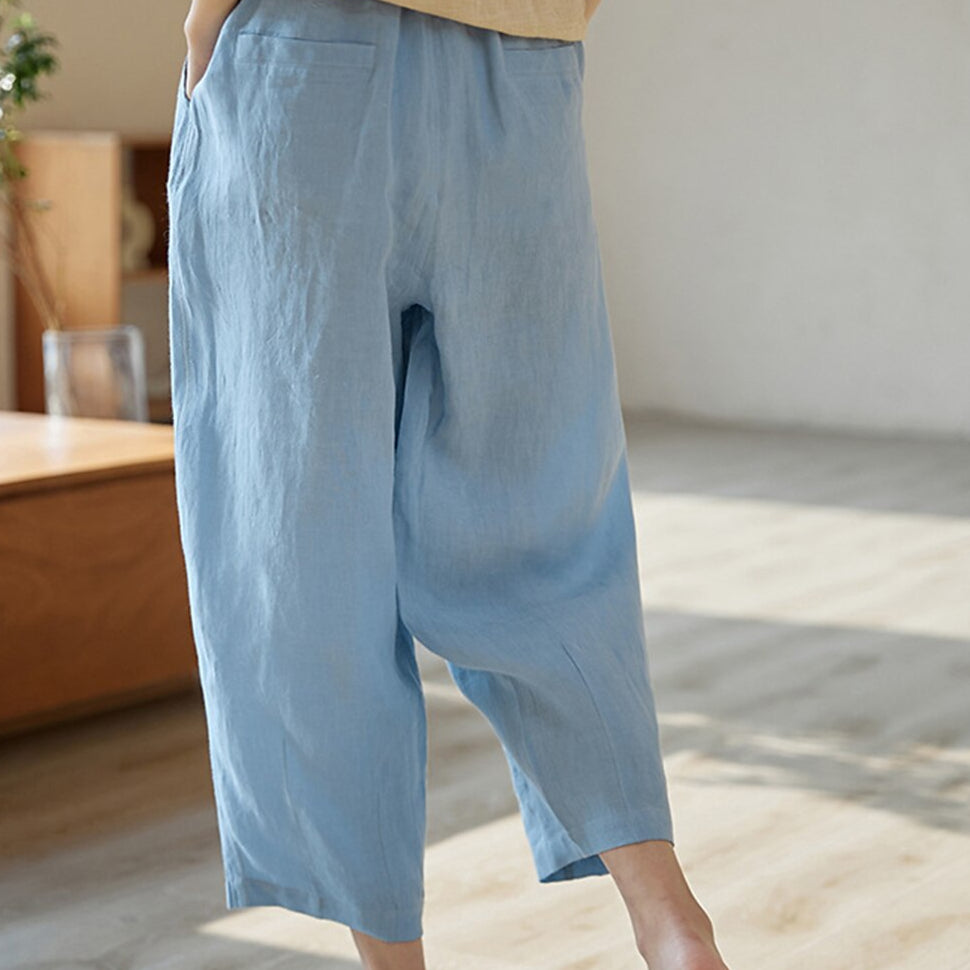 Vintage Loose Fit Pink Linen Pants - Retrorobe
