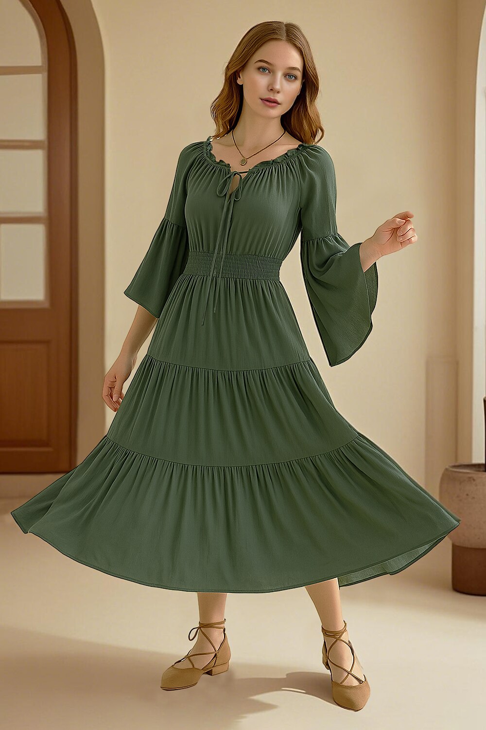 Green Retro Celtic Viking Fantasy Dress - Retrorobe