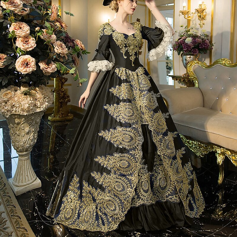 Rococo Baroque Style Court Gown - Elegant Historical Fashion Attire retrorobe Rococo Baroque Style Court Gown - Elegant Historical Fashion Attire retrorobe