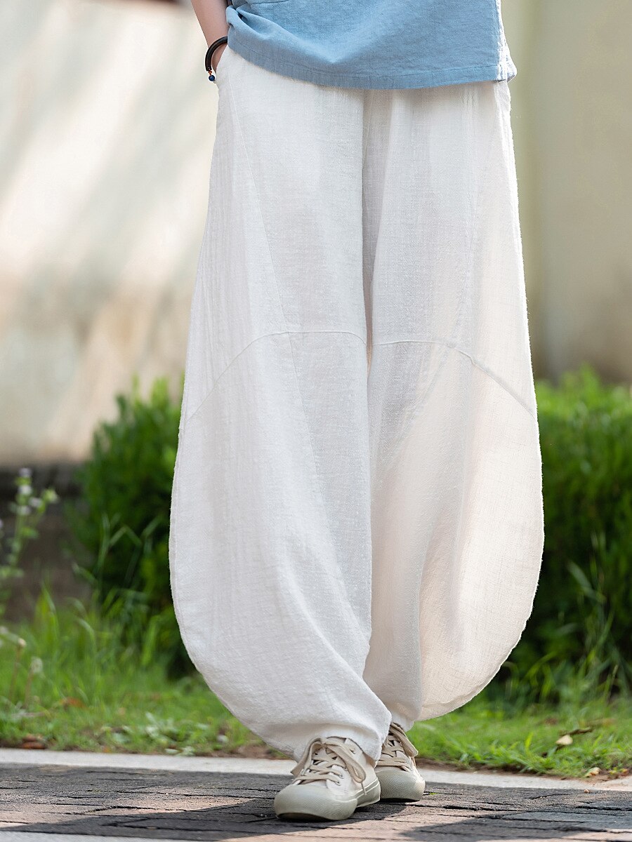 Vintage Balloon Wide-Leg Linen Pants - Retrorobe