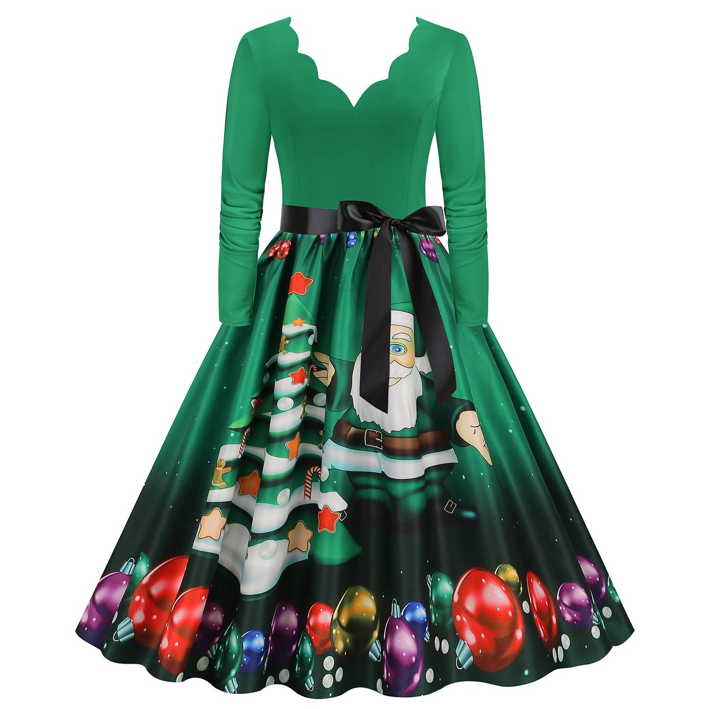 Christmas A-Line Santa Print Dress