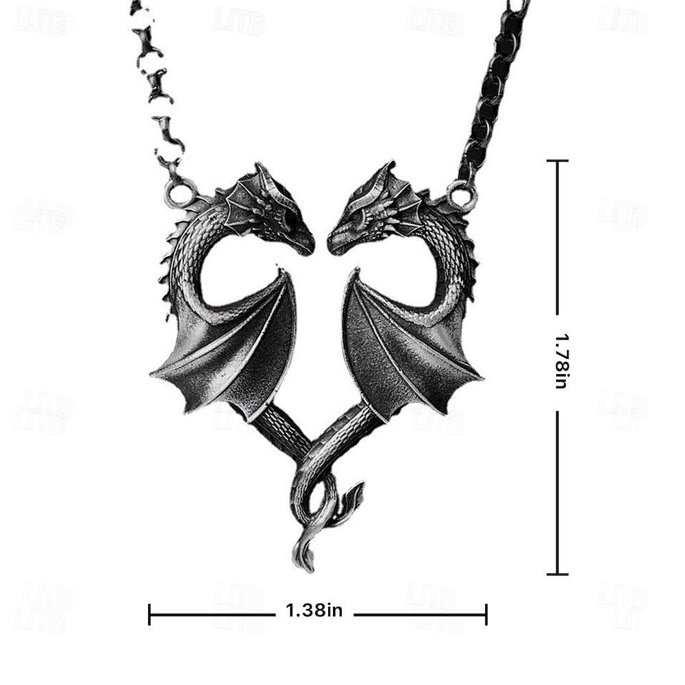 Halskette aus Legierung mit Drachenmotiv im Wikinger- und Piratenstil