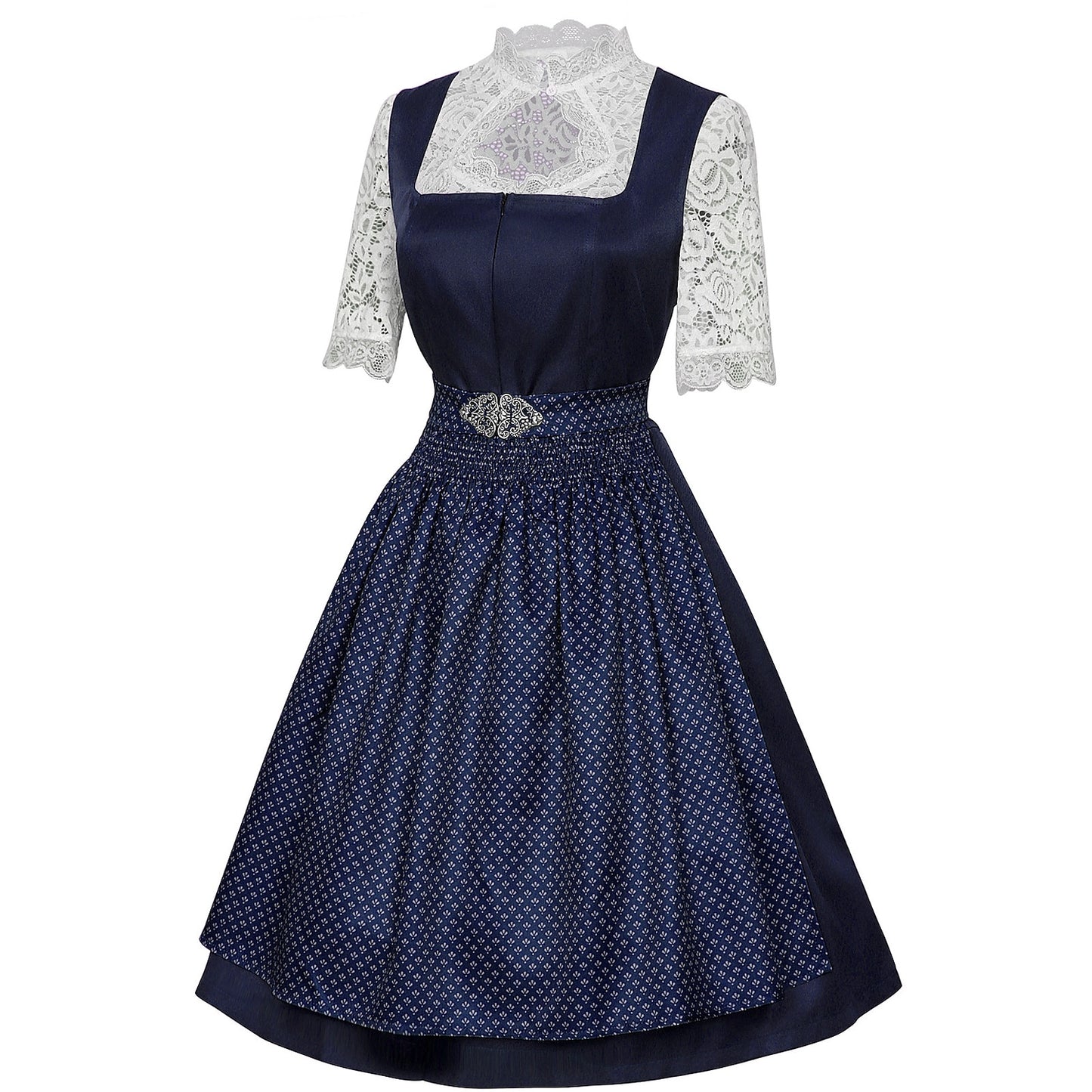 Oktoberfest Bavarian Dirndl Dress with Apron and Lace Blouse