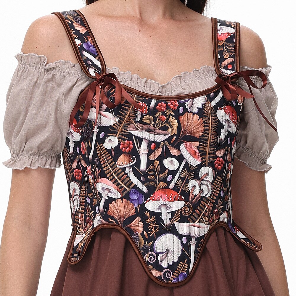 Renaissance Tie-Shoulder Corset U-Back - Retrorobe
