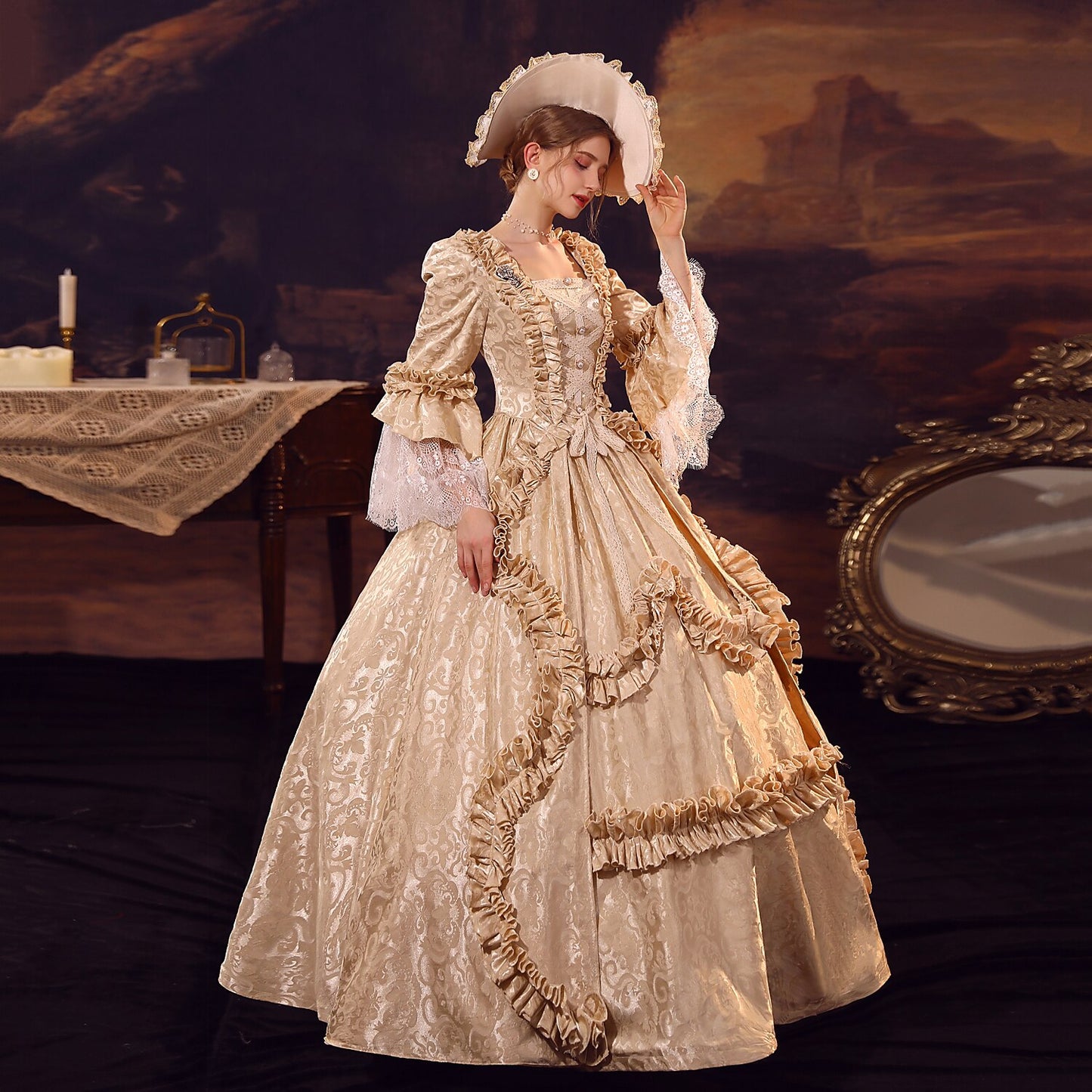 Rococo Brocade Style Ball Dress