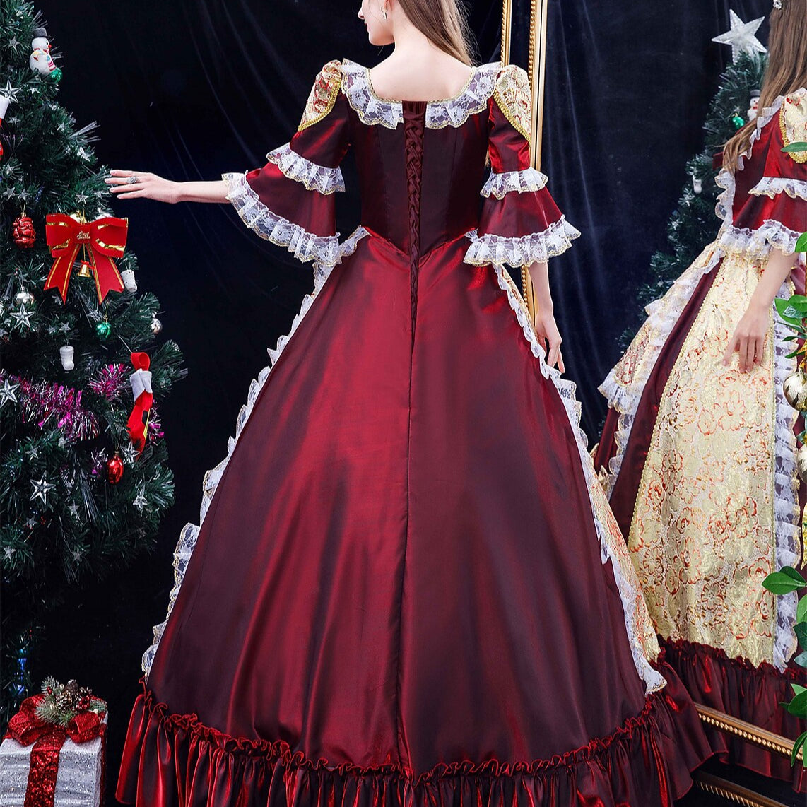 Burgundy Rococo Ball Gown - Retrorobe
