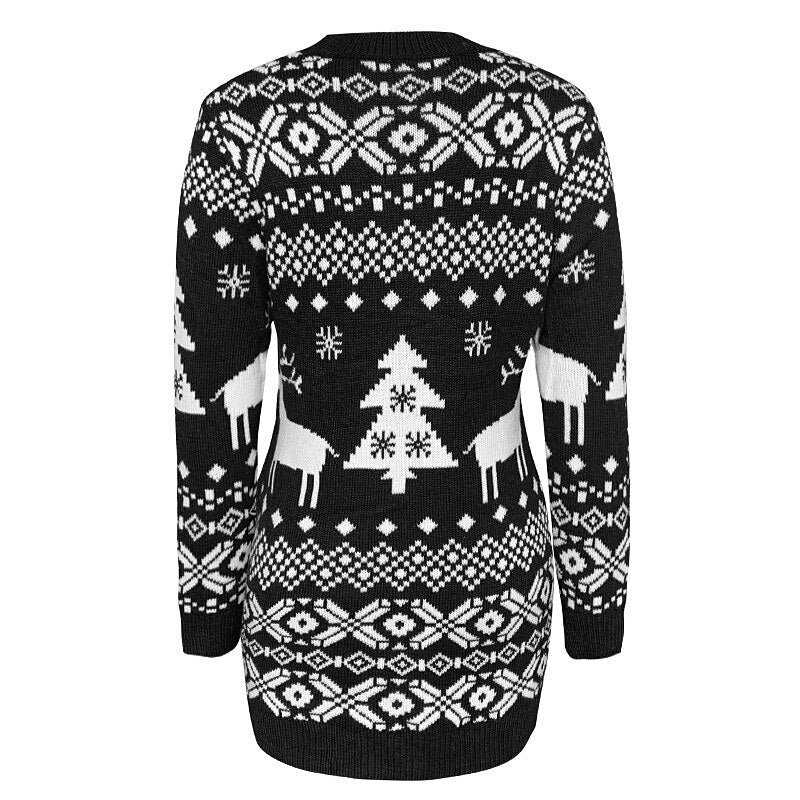 Black Reindeer & Tree Ugly Christmas Sweater