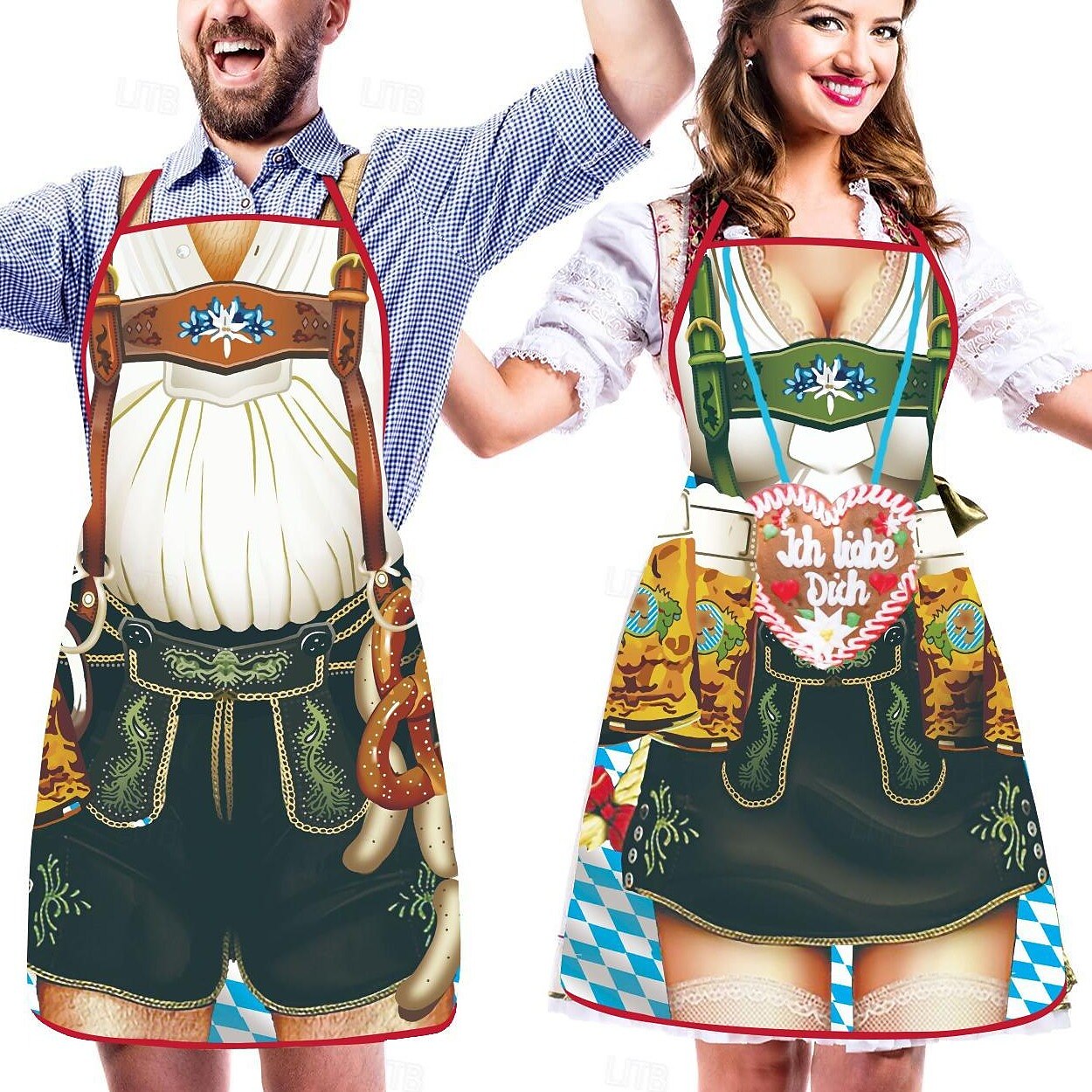 Tablier imprimé Couples Oktoberfest Lederhosen & Dirndl