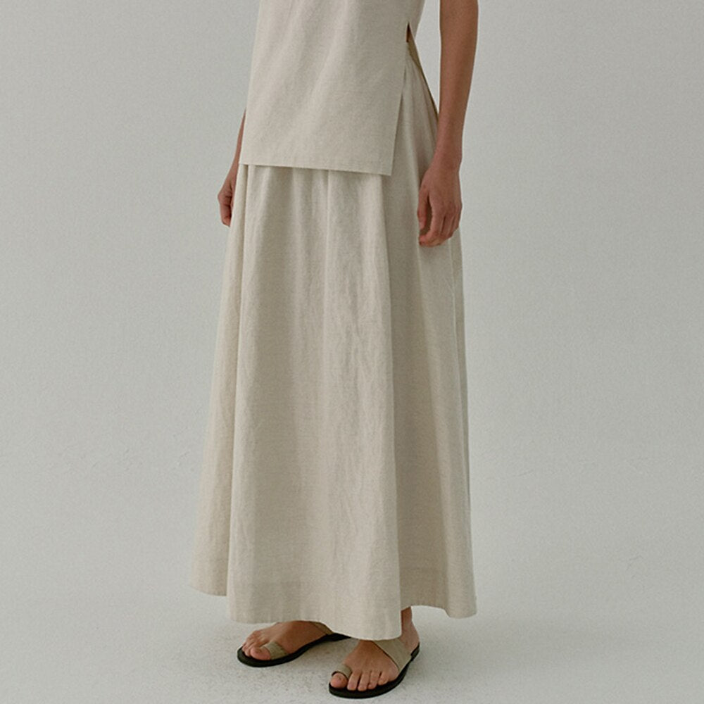 Classic Cotton Linen Blend Skirt - Retrorobe