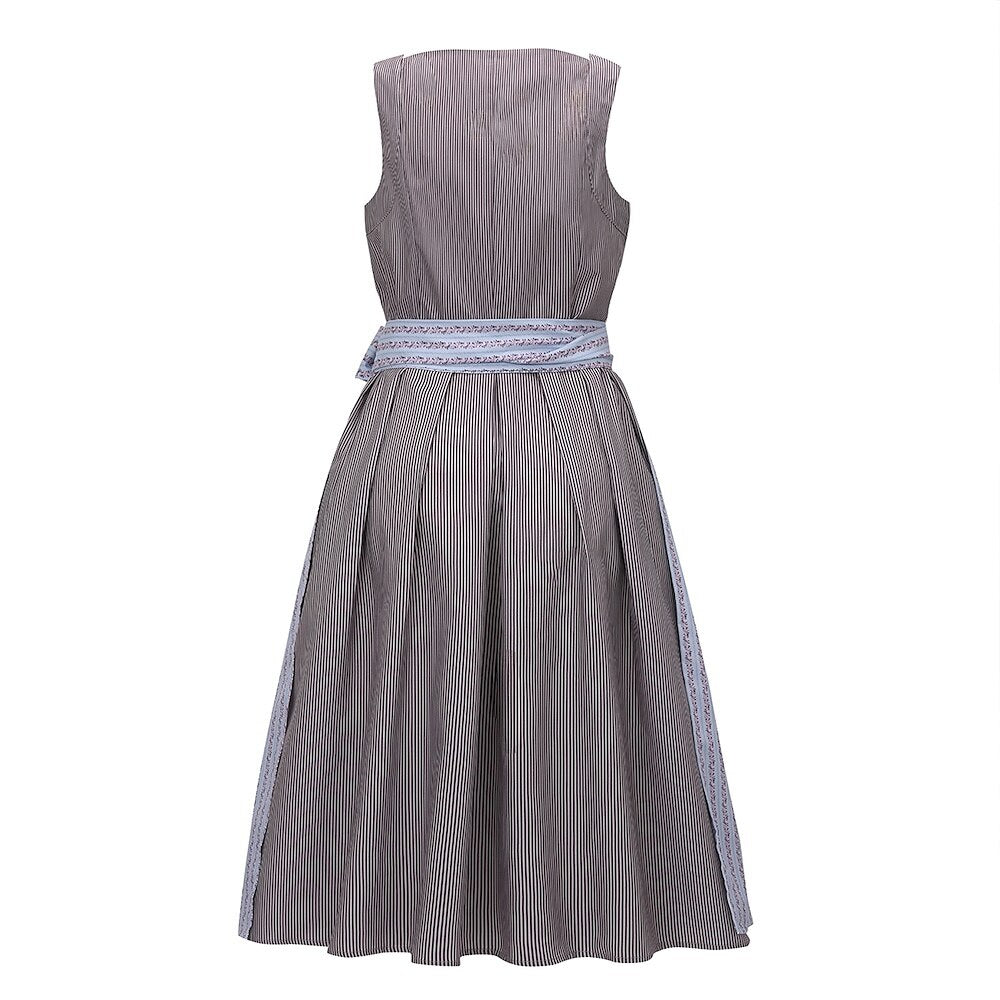 Traditional Bavarian Dirndl Dress with Striped Apron