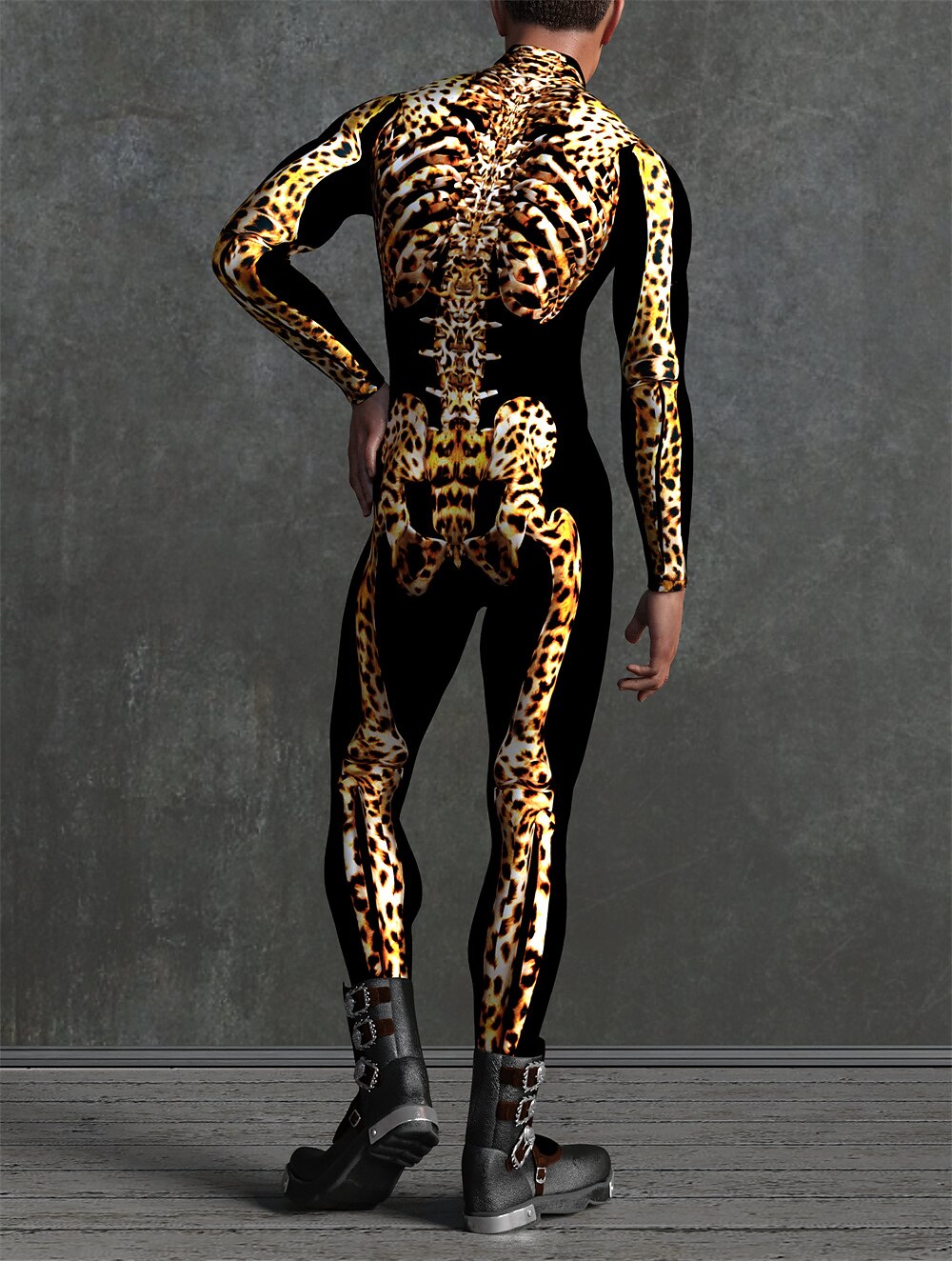 Men's Leopard Print Skeleton Bodysuits