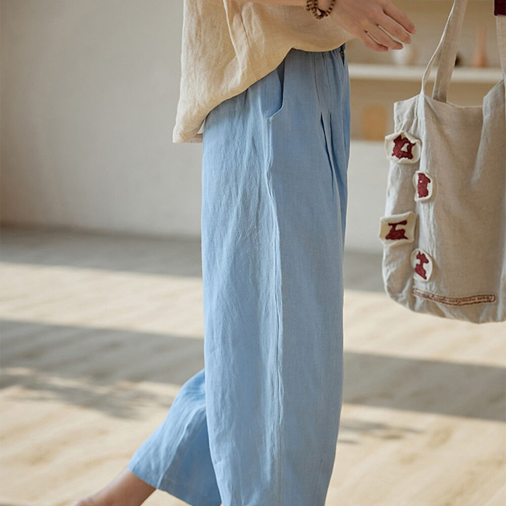Vintage Loose Fit Pink Linen Pants - Retrorobe