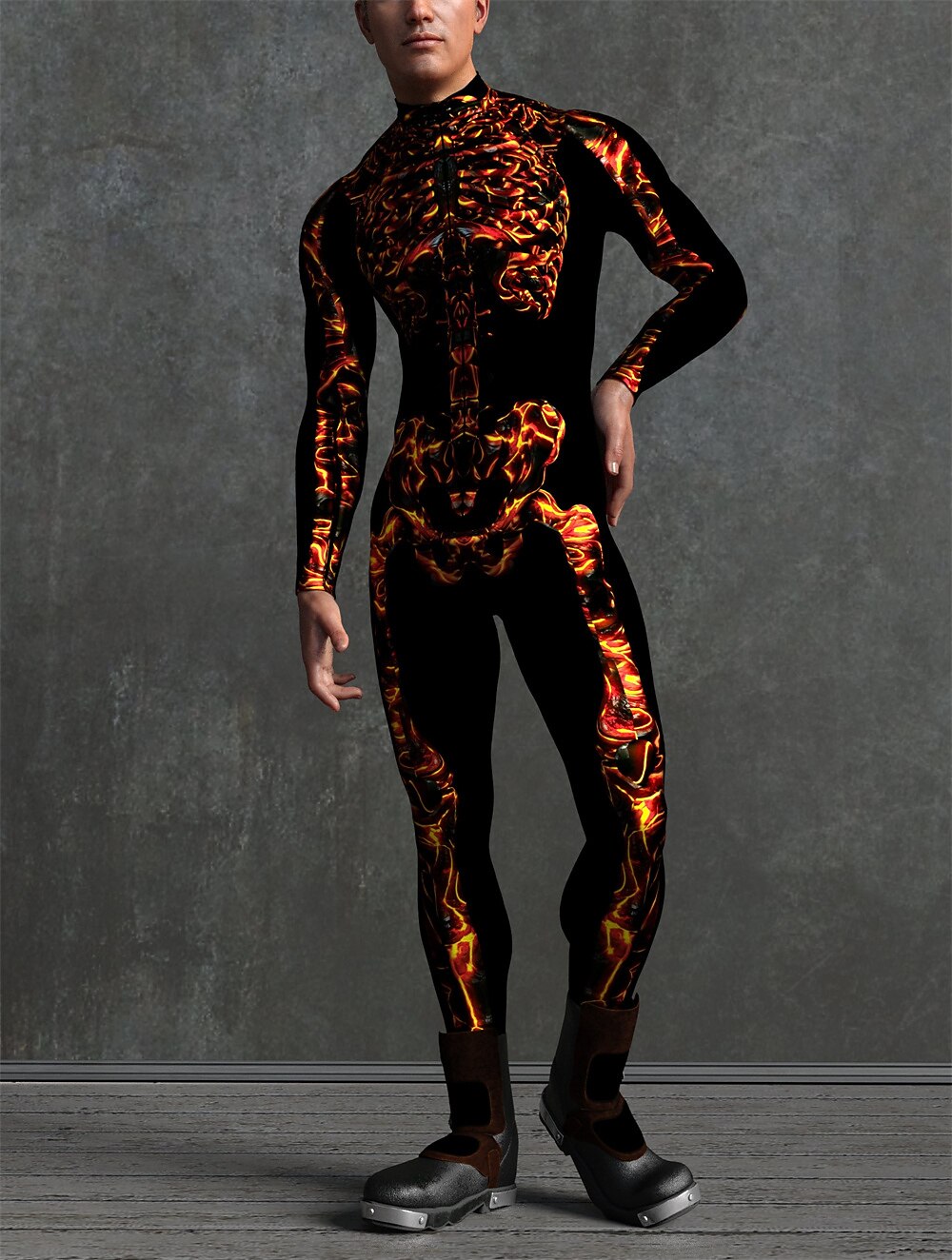 Men's Fire Style Skeleton Bodysuits