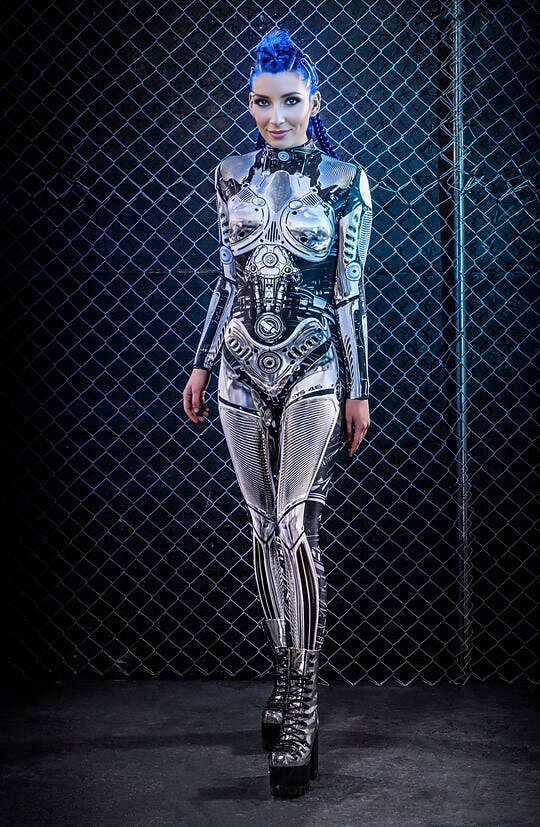Skeleton Skull Steampunk Robot Full Body Catsuit