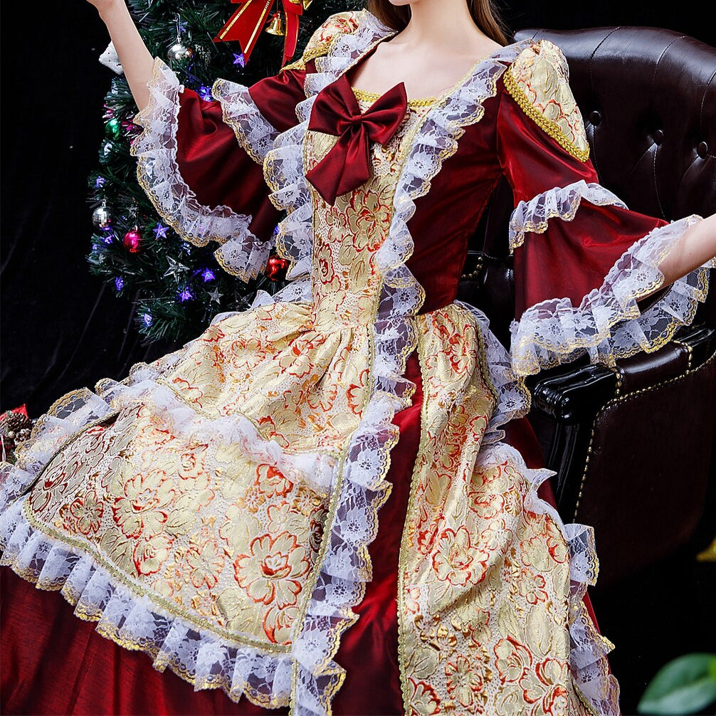 Burgundy Rococo Ball Gown - Retrorobe