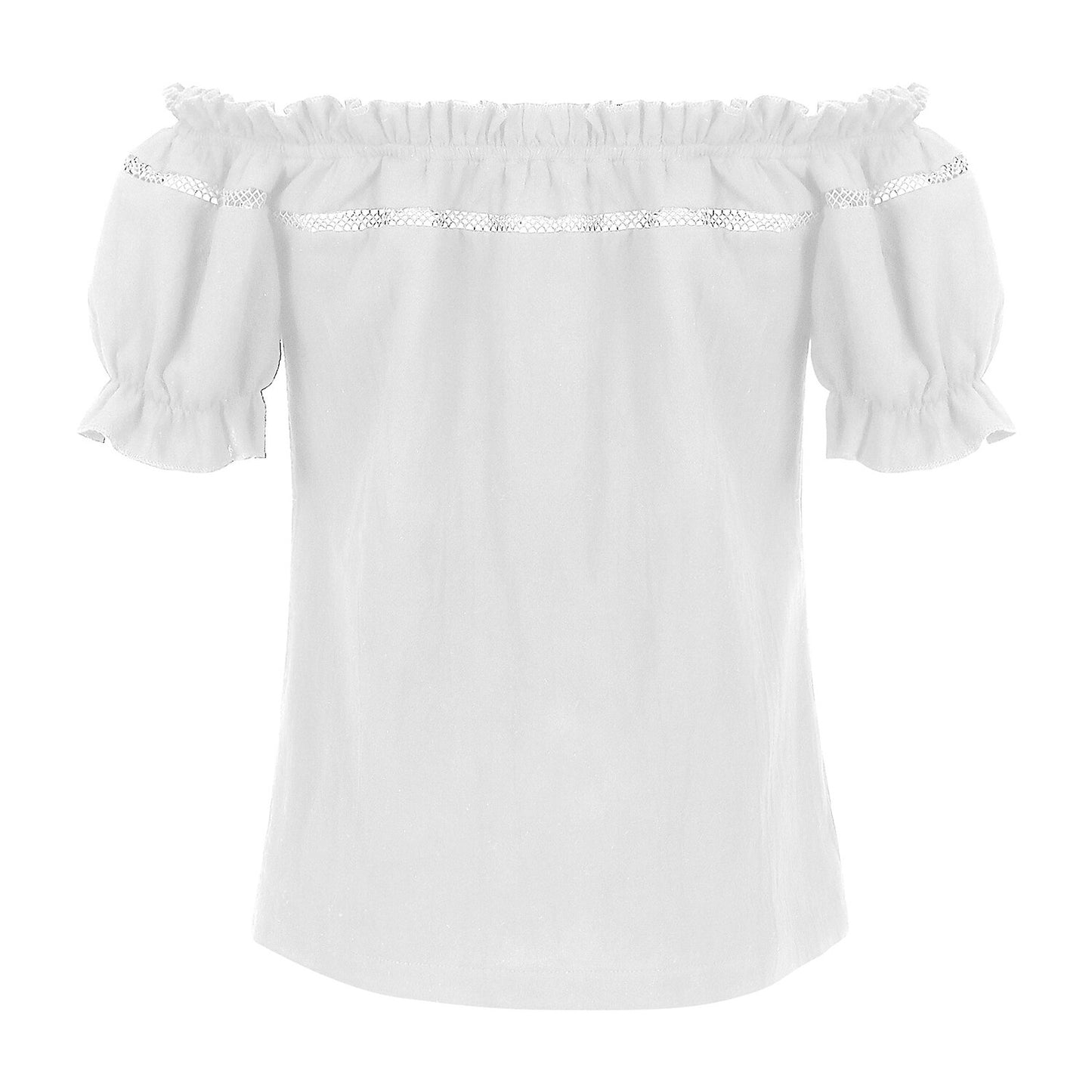 Renaissance Crew Neck Off Shoulder Lace-up Tops