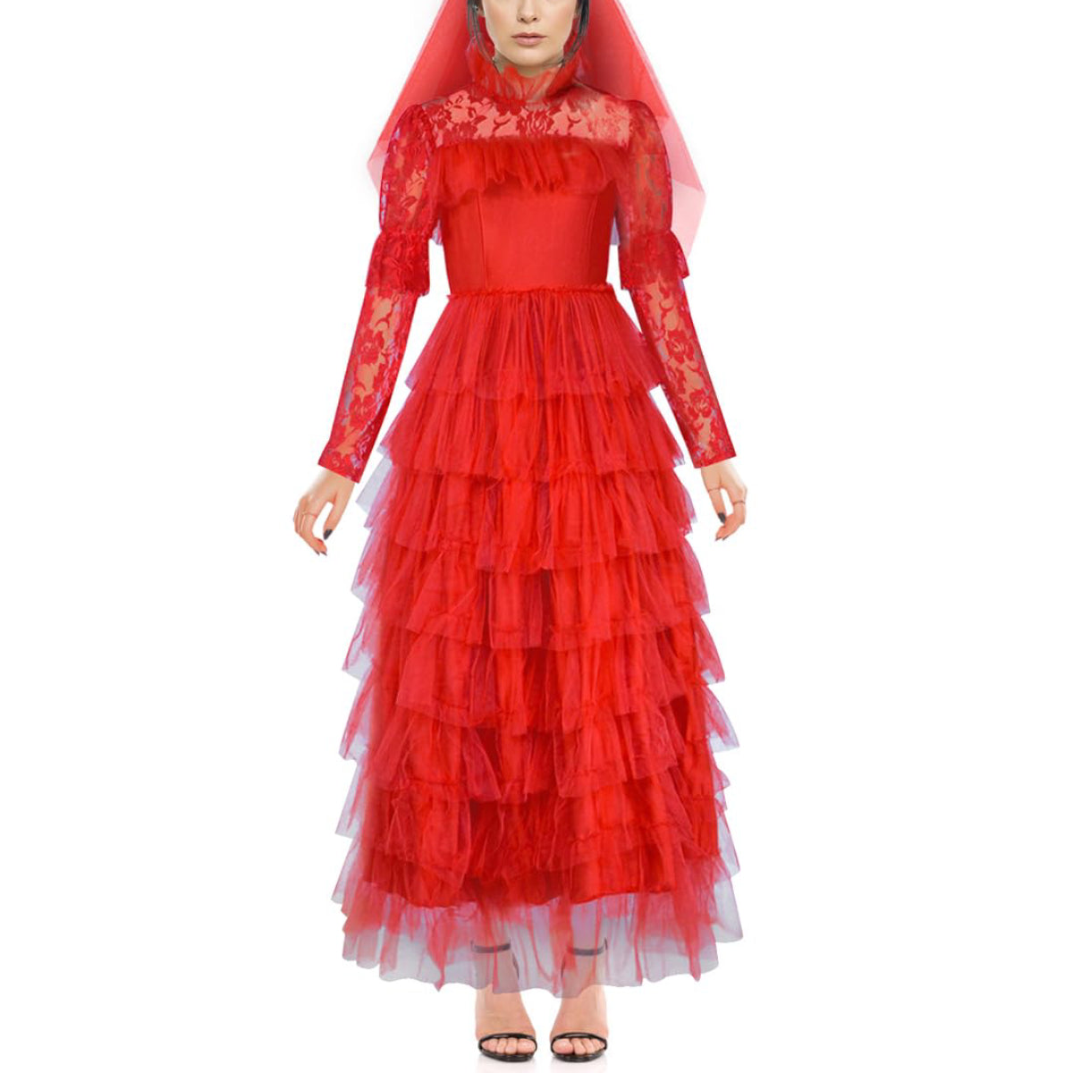 Women's Red Gothic Wedding Dress Costume