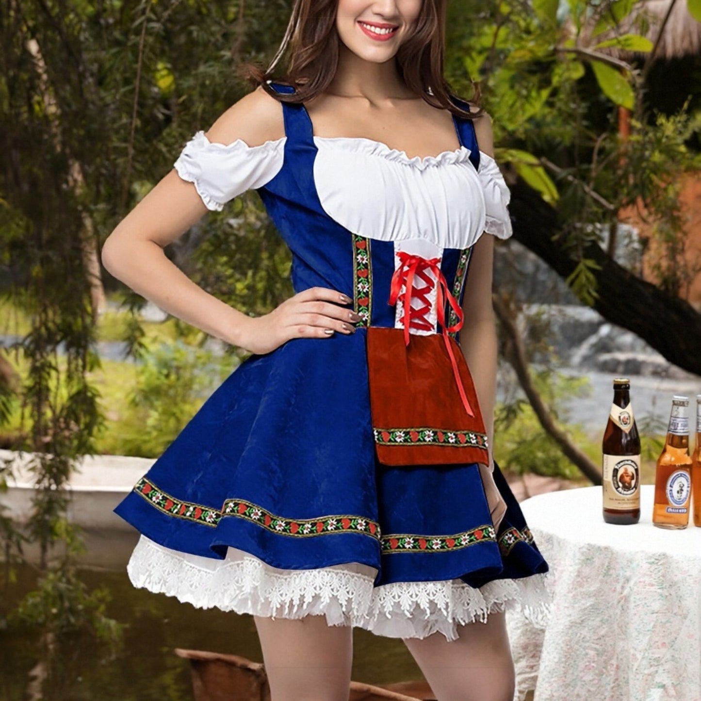 Oktoberfest Blue Costume Dirndl Apron Set