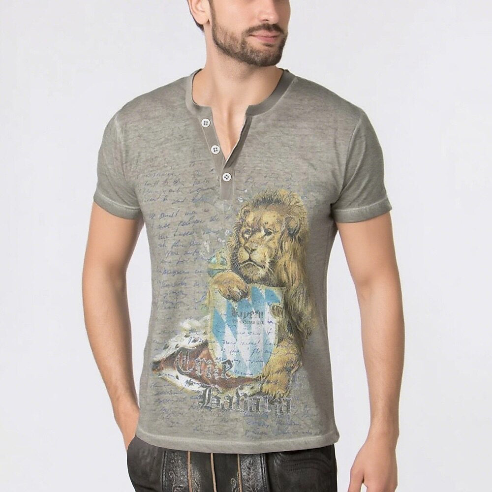Oktoberfest T-Shirt mit Löwenwappen-Grafik