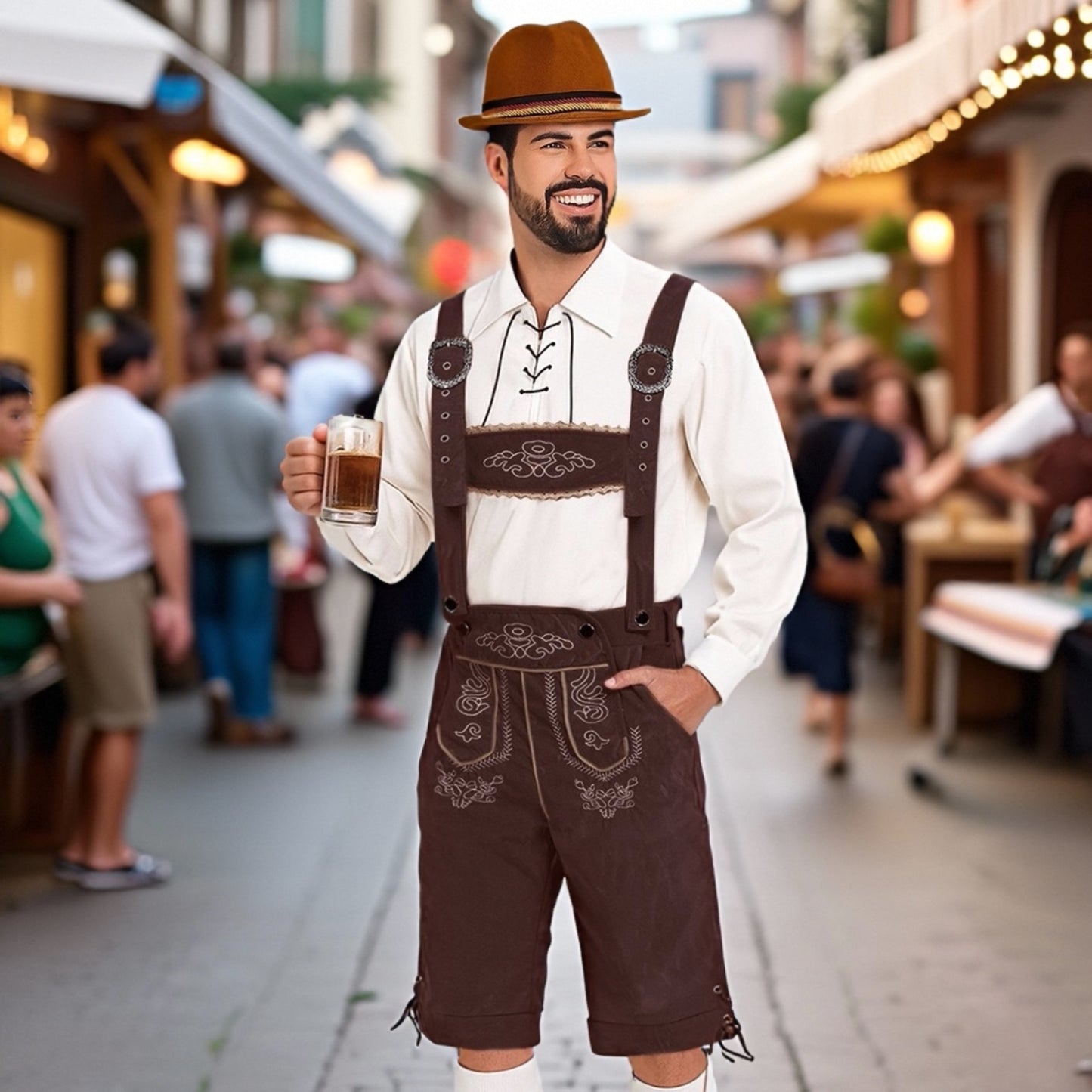 Oktoberfest Lederhosen Set with Shirt, Hat, and Socks