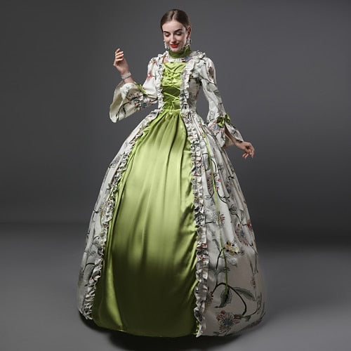 Rococo Marie Antoinette Style Green Cocktail Gown