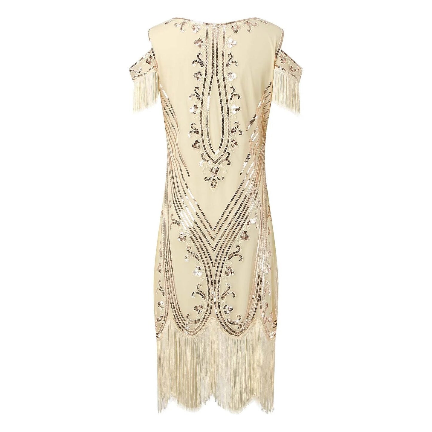 Cold Shoulder Flapper Dress with Beaded Detailing