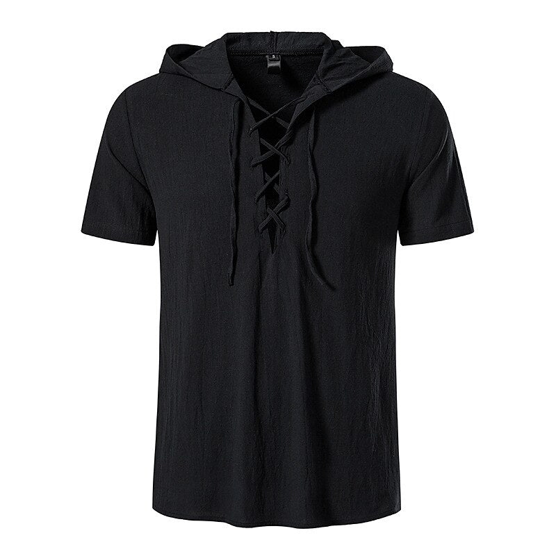 Pirate Style Short Sleeve Hooded Shirts - Retrorobe