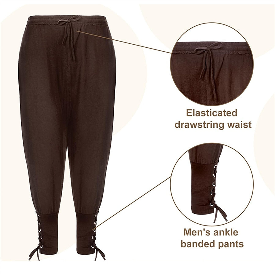 Outfit-Set im Piraten- und Wikingerstil: Hemd, Hose, Hüftgürtel