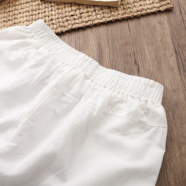 Classic Loose Fit Cotton Linen Blend Pants - Retrorobe