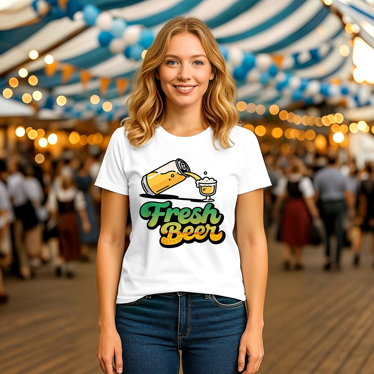 T-shirt graphique Oktoberfest Fresh Beer pour femme