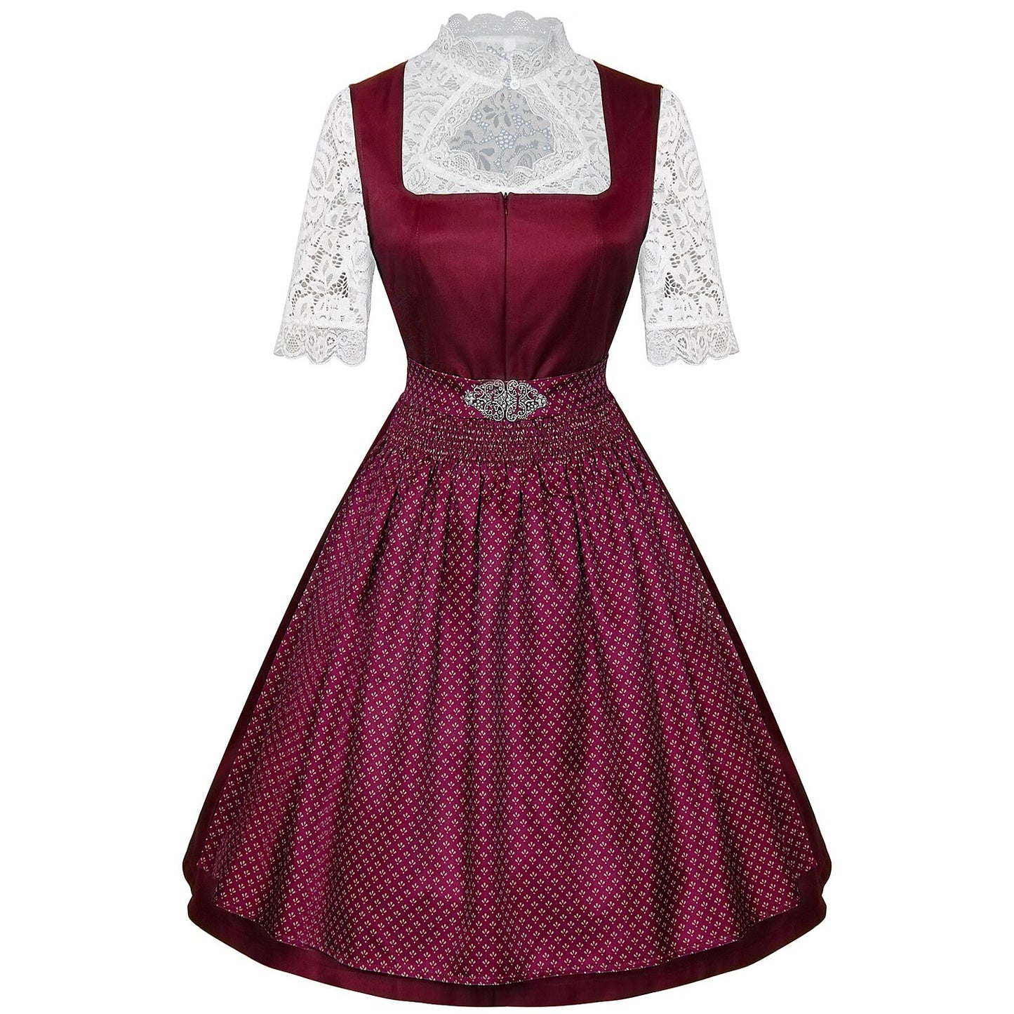Oktoberfest Bavarian Dirndl Dress with Apron and Lace Blouse