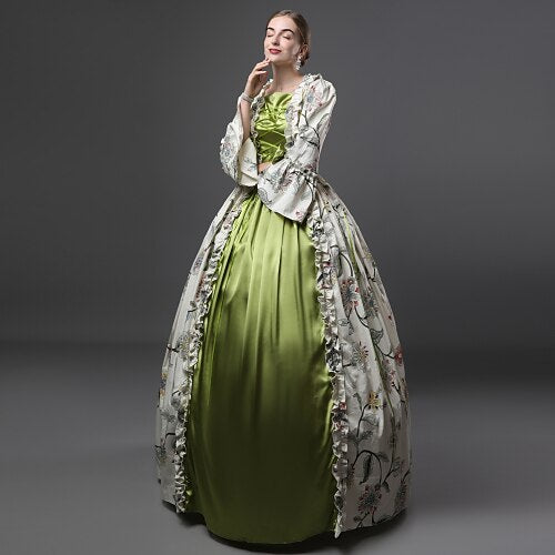 Rococo Marie Antoinette Style Green Cocktail Gown