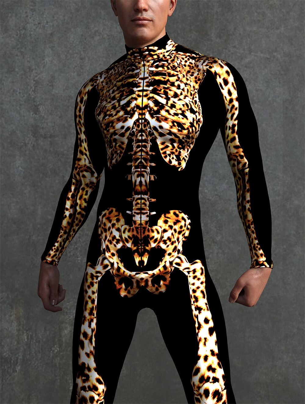 Men's Leopard Print Skeleton Bodysuits