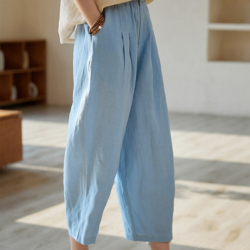Vintage Loose Fit Pink Linen Pants - Retrorobe