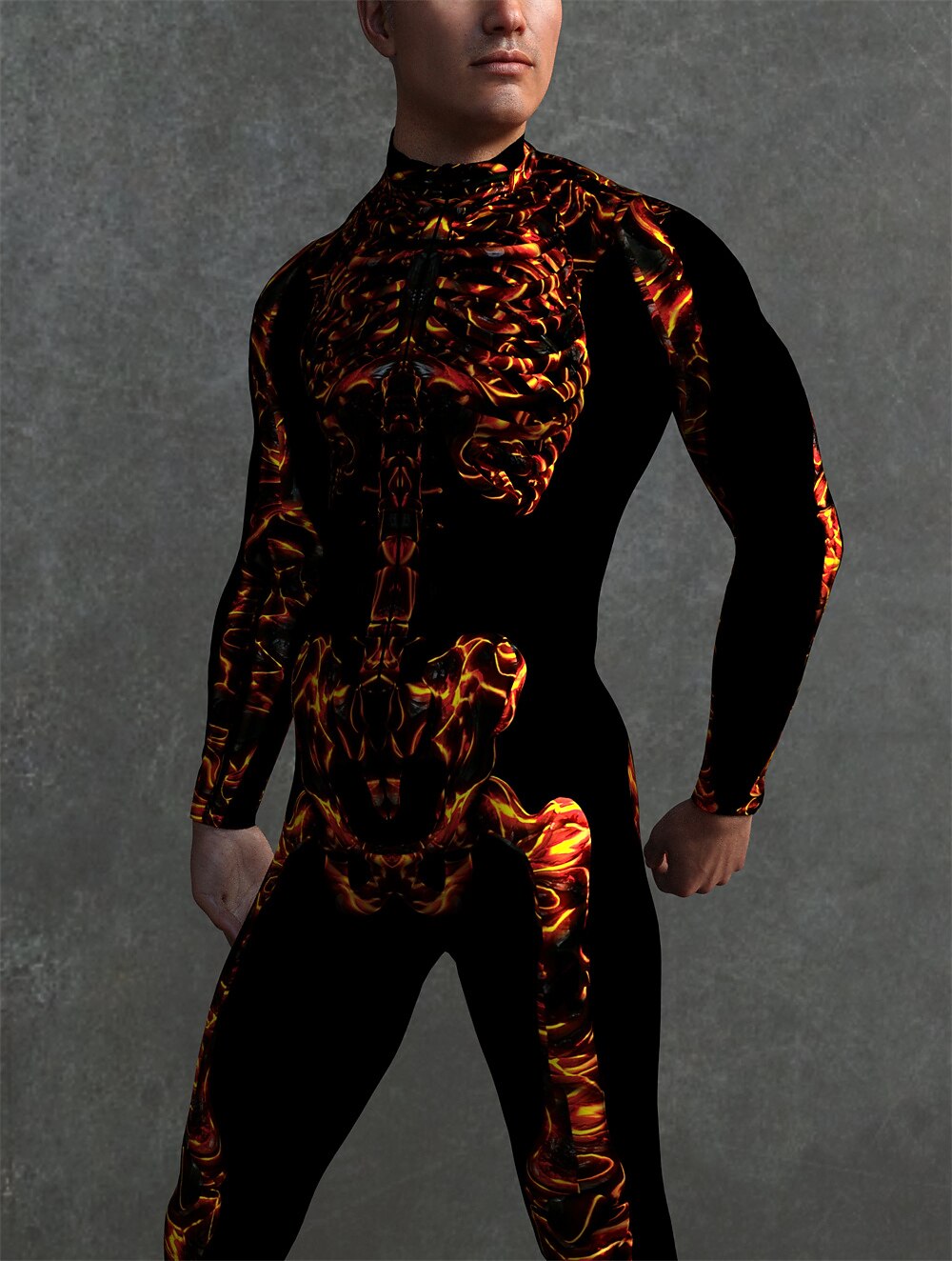 Men's Fire Style Skeleton Bodysuits