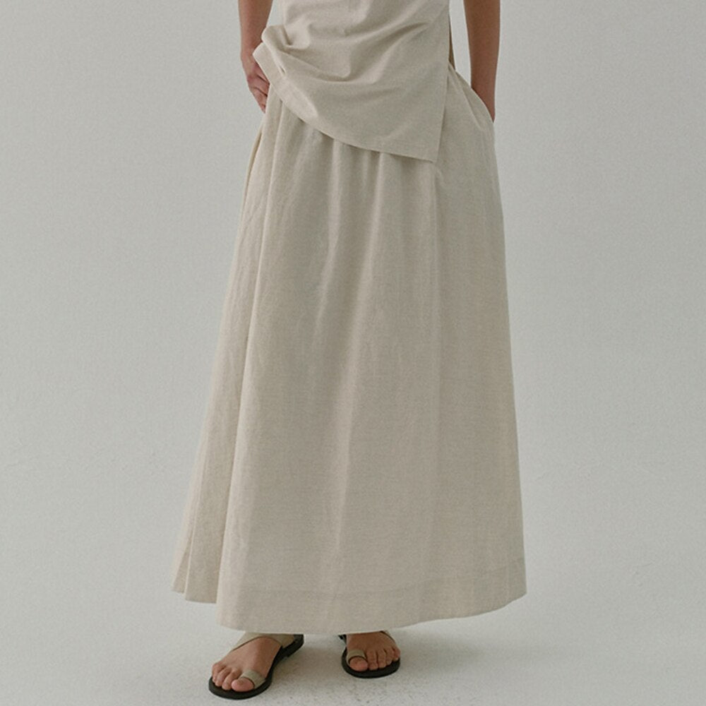 Classic Cotton Linen Blend Skirt - Retrorobe
