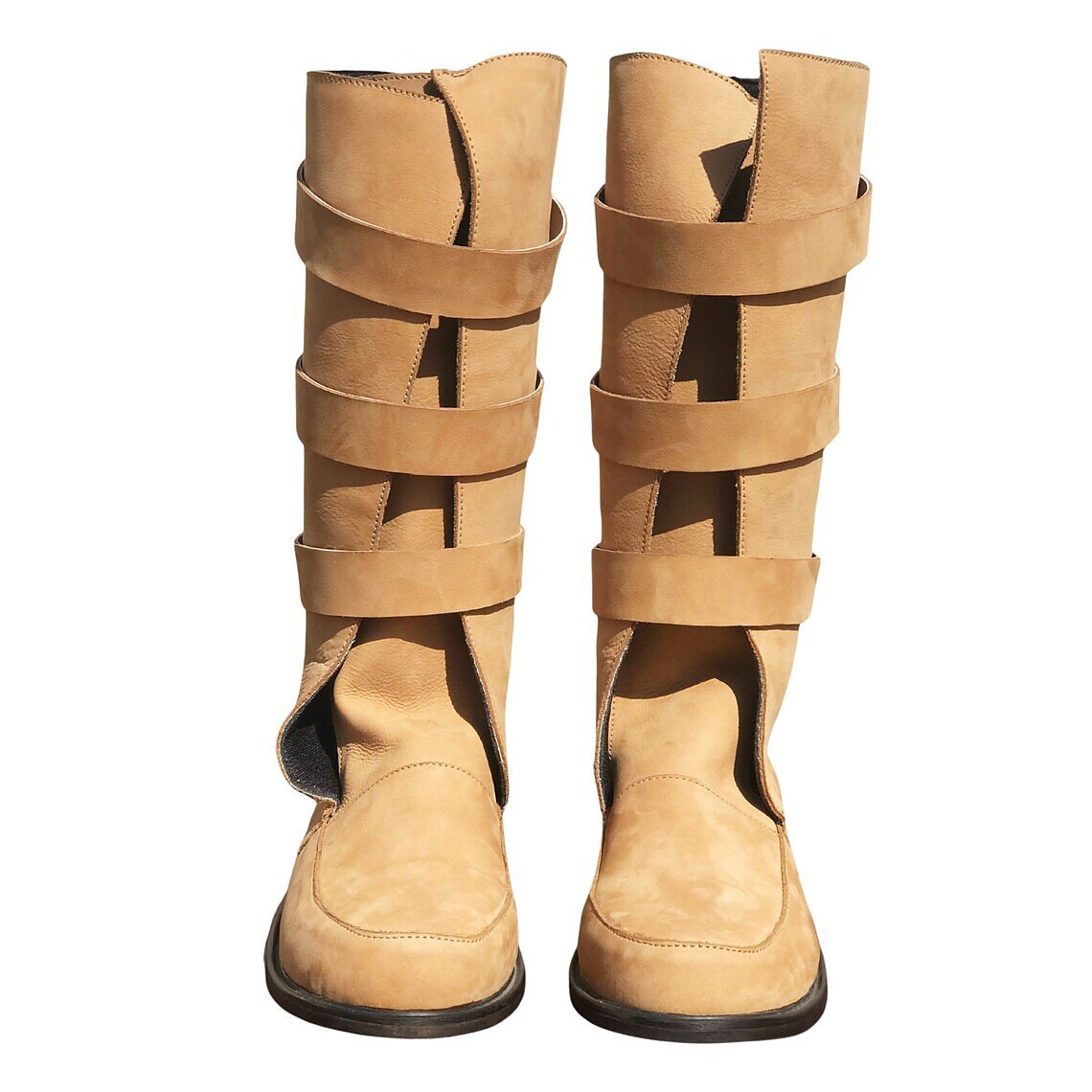Medieval Triple Strap Combat Style Tall Boots