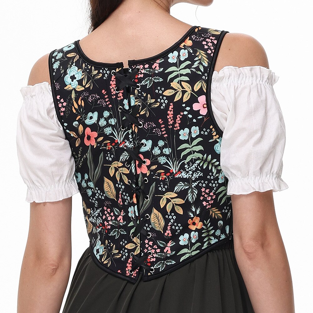 Renaissance Floral Corset Lace-up Vest - Retrorobe