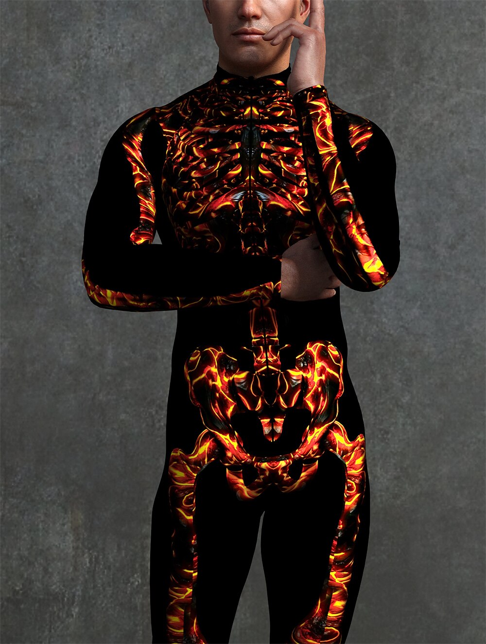 Men's Fire Style Skeleton Bodysuits