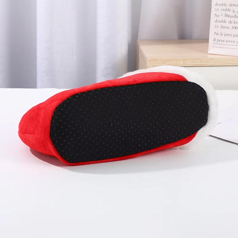 Plush Santa Hat Christmas Slippers
