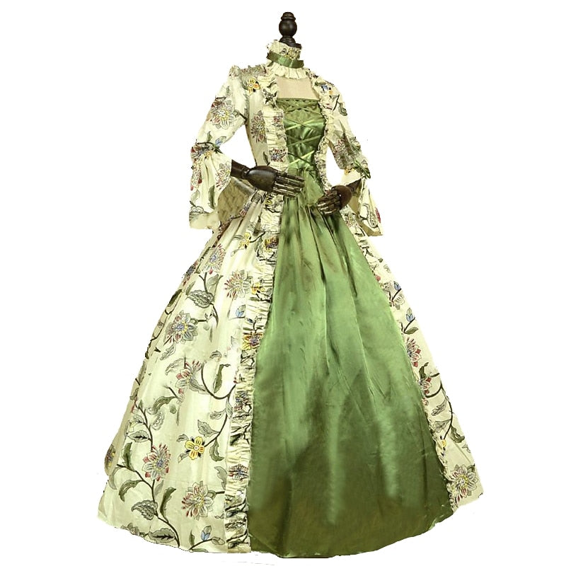 Rococo Marie Antoinette Style Green Cocktail Gown