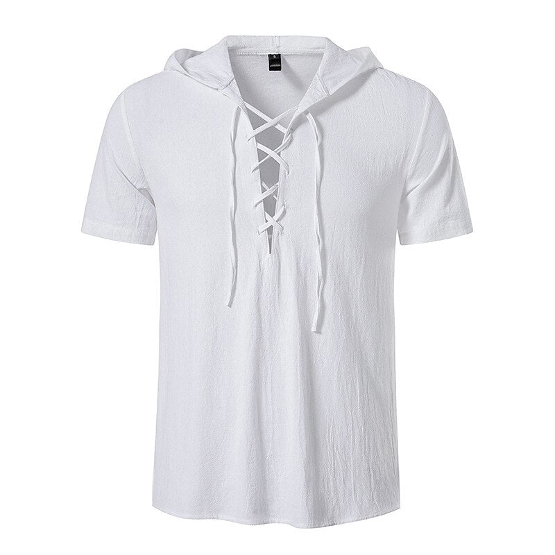 Pirate Style Short Sleeve Hooded Shirts - Retrorobe