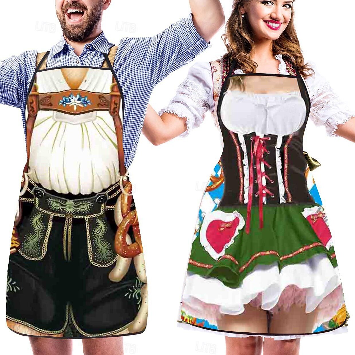 Tablier imprimé Couples Oktoberfest Lederhosen & Dirndl