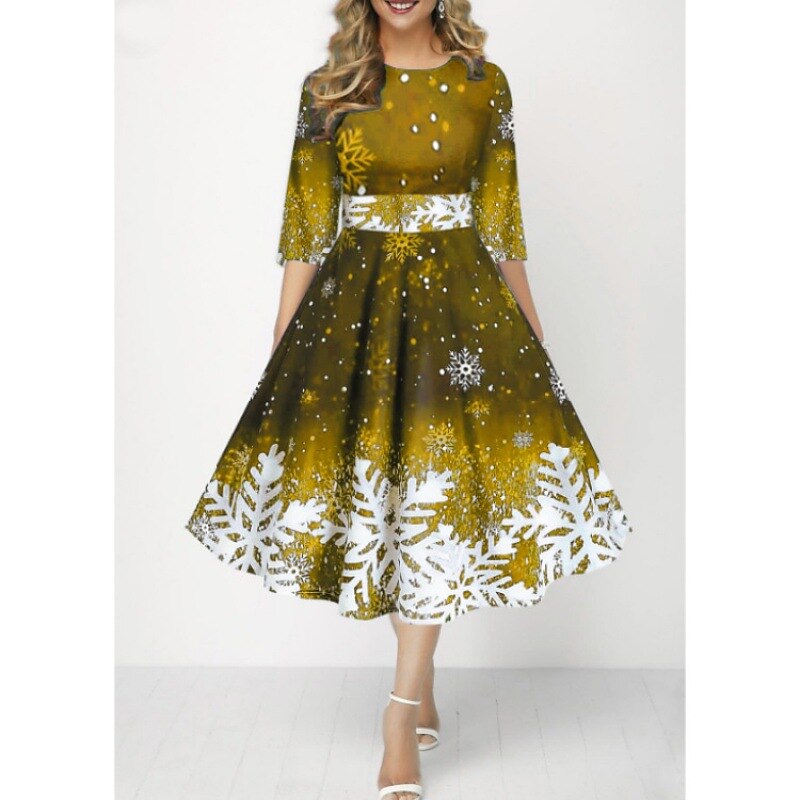 Christmas Vintage Snowflake Swing Dress
