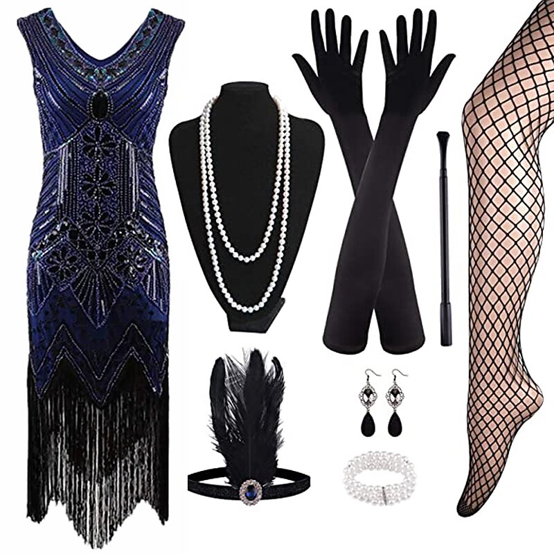 Blue Flapper Dress with ACCs