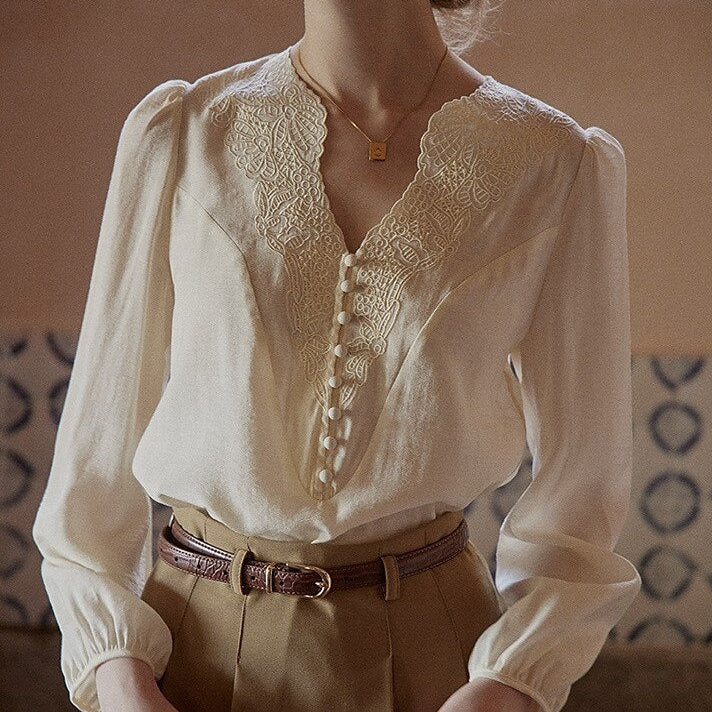 Victorian Style Embroidery Blouse - Retrorobe